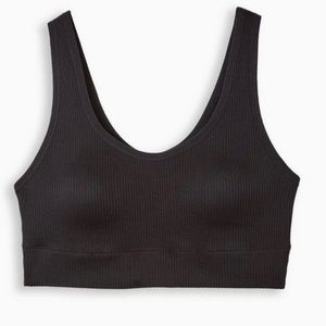NWOT Torrid Lightly Lined Seamless Rib Scoop Bralette | Rich Black | size 2X